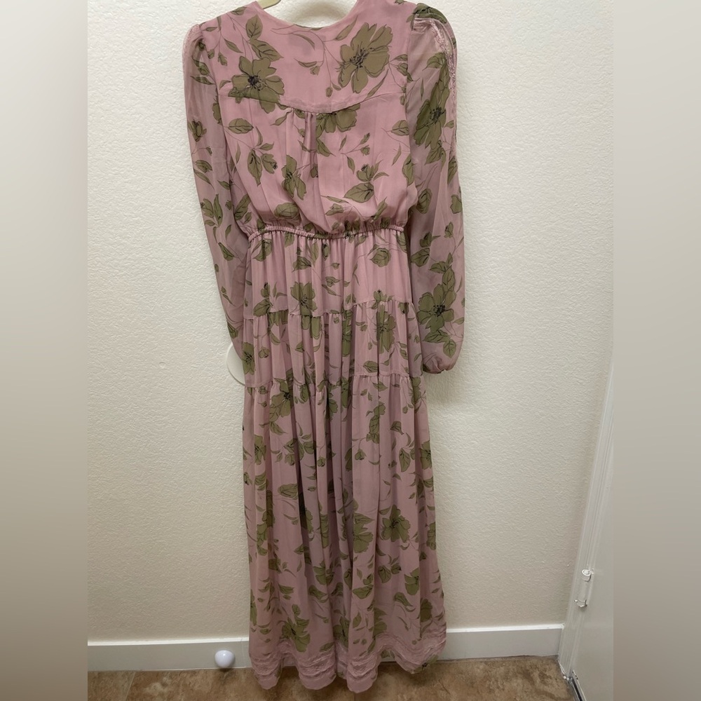 Lulu's Blush and Olive Long Sleeve Maxi Dress - Picture 2 of 3